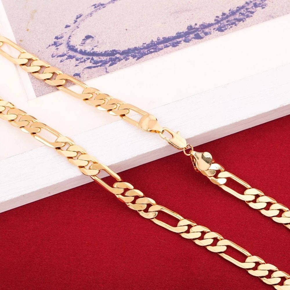 20 Inch Figaro Necklace 8mm Wide 18K Yellow Gold - Picture 6 of 9